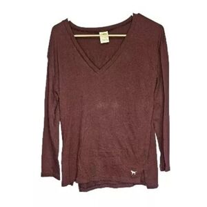 Pink Victoria Secret  Long Sleeve Shirt Top V-Neck Size XS